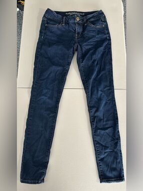 American Eagle Outfitters Women's Dark Blue Super stretch jegging jeans